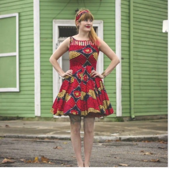 Trashy Diva vintage style A-line retro dress cage neckline sz 12 - Picture 5 of 6